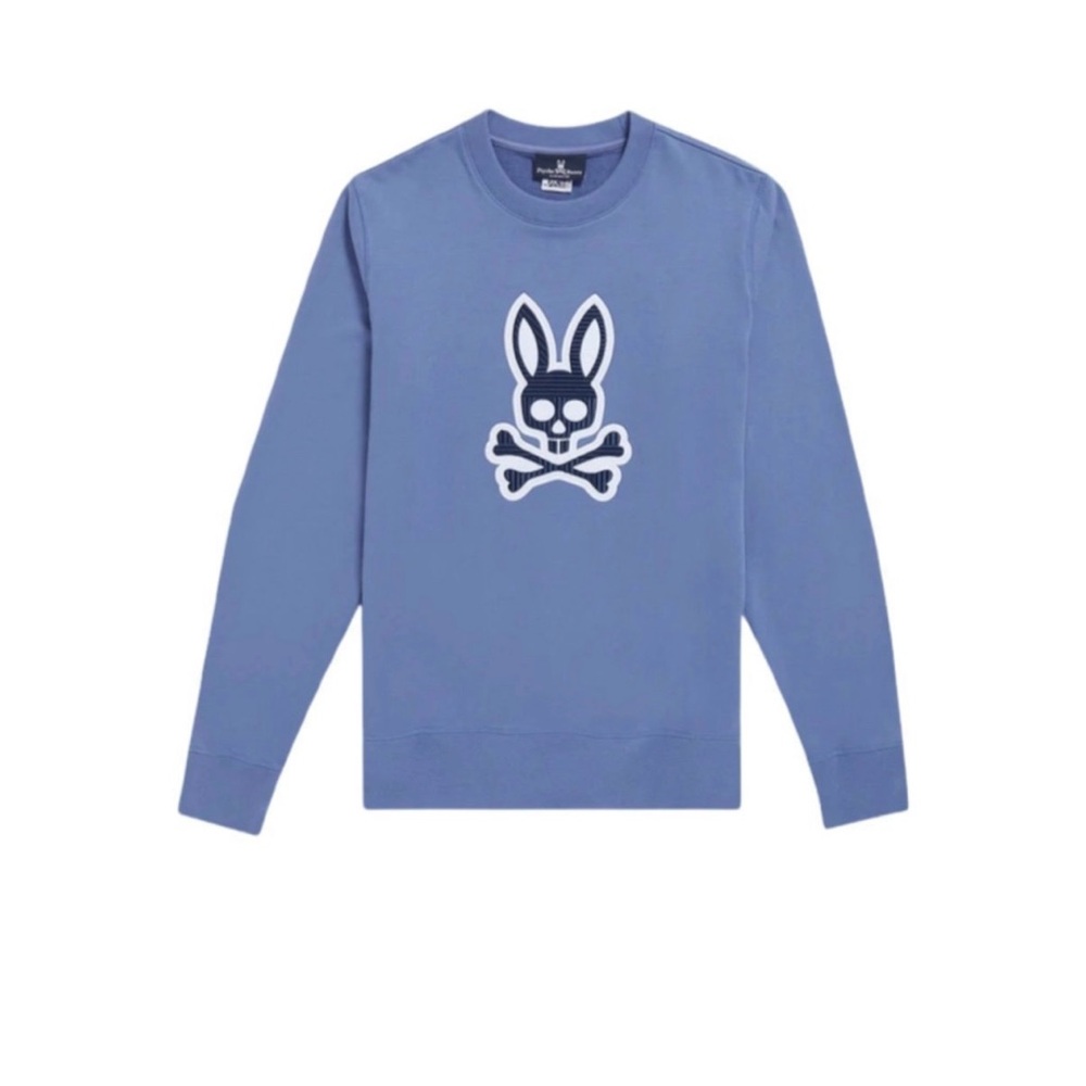 Men's Blue Sweater with Skull Psycho Bunny Design